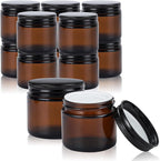 4oz Amber Glass Jars with Lids - 12 Pack Cosmetic Containers for Travel, Lotion, Cream