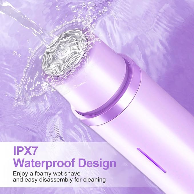 2025 New Bikini Trimmer for Women, 2 in 1 Dual Head Body Bikini Shaver, Ultra Low Silent, Painless & Cordless Hair Removal for Body , IPX7 Waterproof & Easy Cleaning for Shower & Travel (Purple)
