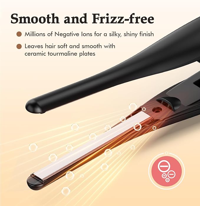 Small Flat Irons for Short Hair, 3/10" Thin Flat Iron for Short Hair, Pixie Cut and Bangs, Negative Ions Small Hair Straightener for Edges with 10th Adjustable Temp. Auto Shut Off