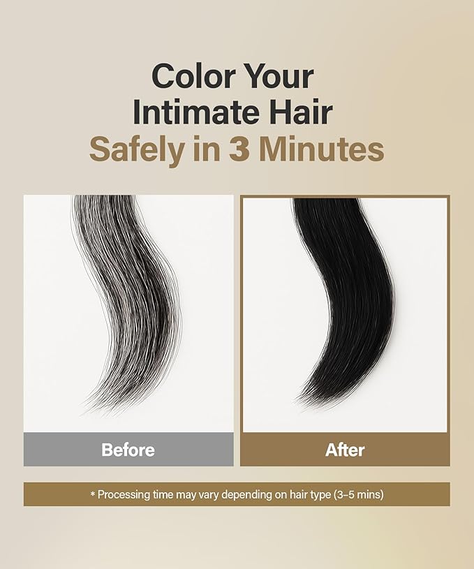 Color for Hair ‘Down There’, Cream Type, Natural Black-Brown Color, Easy to Apply, 3-Minute Touch-Up