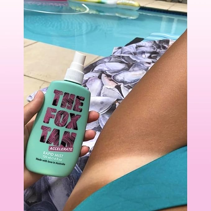 The Fox Tan Rapid Tanning Mist, Tanning Accelerator Mist For Darker & Faster Tans, Creates Golden, Flawless Tan Skin, Vegan & Cruelty Free, 120mL
