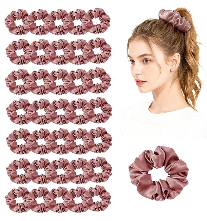 36Pack Womens Silk Scrunchies Satin Scrunchy Hairtie Hairbands Silky Hair Ties Elastics Hairs Bow Accessory Ponytail Holder