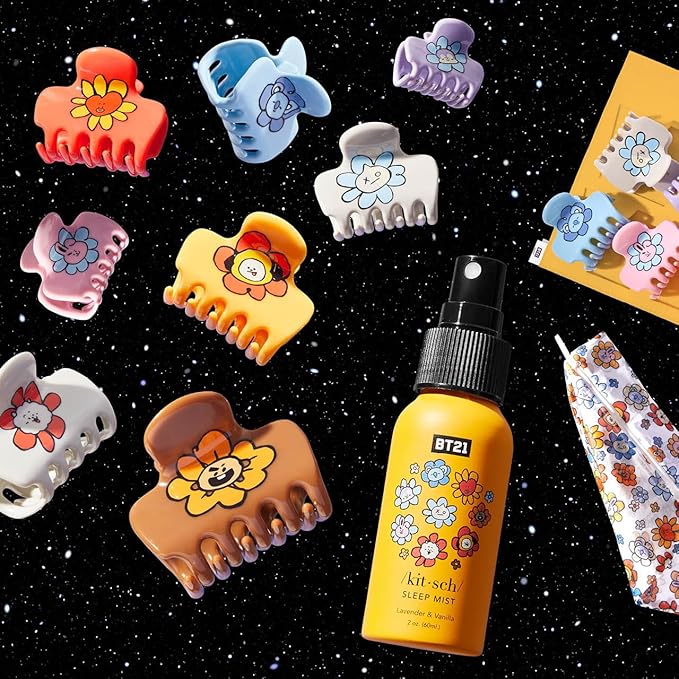 Kitsch BT21 Recycled Plastic Puffy Medium Hair Clips for Women, Medium Claw Clip for Thin & Thick Hair | Ideal Gifts for Women - TATA, 1pc