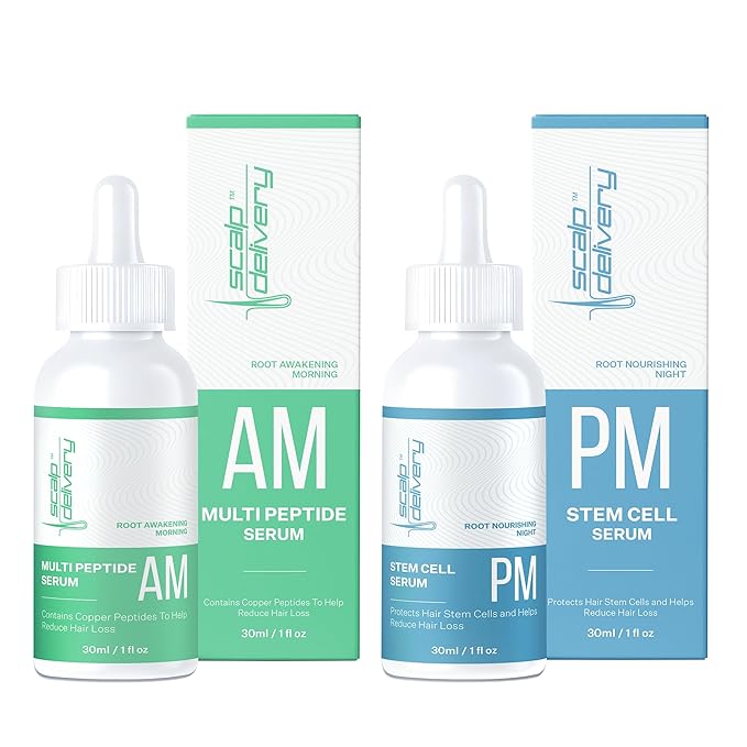 AM/PM Hair Growth Serums for Women & Men – Redensyl Capixyl Procapil GHK-CU Multi-Peptide & Stem Cell Formula| DHT Blocker Topicals | Regrowth Treatment | Hair Loss Support Bundle | Follicle Spray