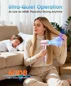 Hair Dryer, High-Speed Ionic Blow Dryer with Diffuser, 150,000 RPM Brushless Motor Blow Dryer for Fast Drying & 500M Negative Ionic Frizz Control, Low Noise Hair Dryers for Women Home Travel Salon