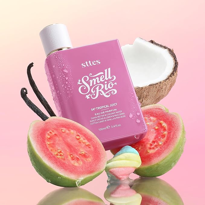 Sttes Perfume 04# (2 Packs) – Tropical Juicy – Long-Lasting Guava, Orchid, Vanilla & Cotton Candy Eau de Parfum 2×100ml (3.4 fl oz) – Fruity Sweet Perfume Gift Set for Women
