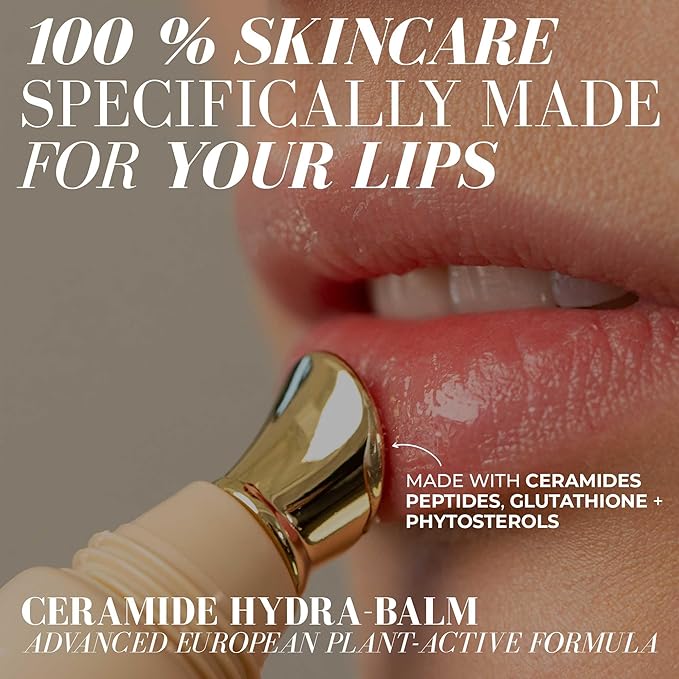 Fitglow Beauty Ceramide Hydra-Balm Lip Gloss | Hydrating Lip Serum with Peptides & Glutathione | Plumping & Anti-Aging Lip Skincare | Dry & Chapped Lip Repair | Vegan & Cruelty-Free | 12g - Bubbles