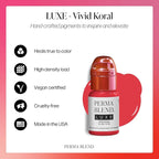 Perma Blend Luxe Lip Pigment Ink, Professional Lip Tattoo Microblading Supplies, Vivid Koral, .5 oz
