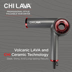 CHI Lava Brushless Motor Hair Dryer, Foldable Design, Faster, Quieter Drying, Reduces Frizz & Enhances Shine, Customizable Heat & Speed Settings