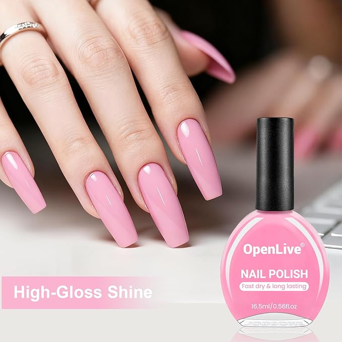 16.5ml Baby Pink Nail Polish Large Volume Quick Dry Nail Polish, Long Lasting Shine, Fingernail Toenail Nail Art DIY Home Travel Nail Art Gift
