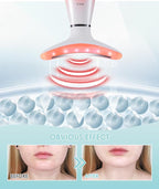 7 Color Neck Face Massager - Facial Massager Tool for Skin Care at Home, Vibrating Face Massager with Thermals, Pink