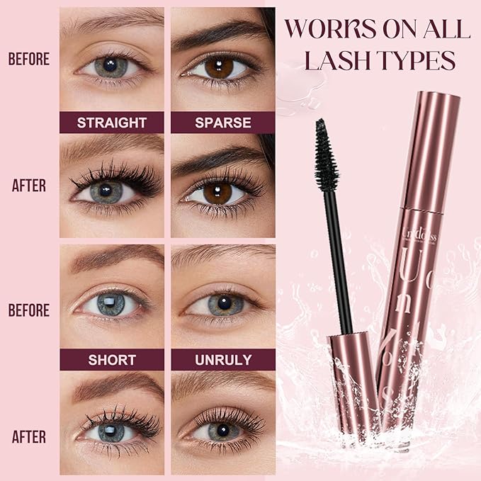 Unidollss Tubing Mascara Volume and Length Black and Lash Serum Set Lengthening Long Lasting All Day,Eyelash Growth Serum for Thicker,Longer Lash and Eyebrow,Tubing Mascara for 30+ Women,Gluten-free