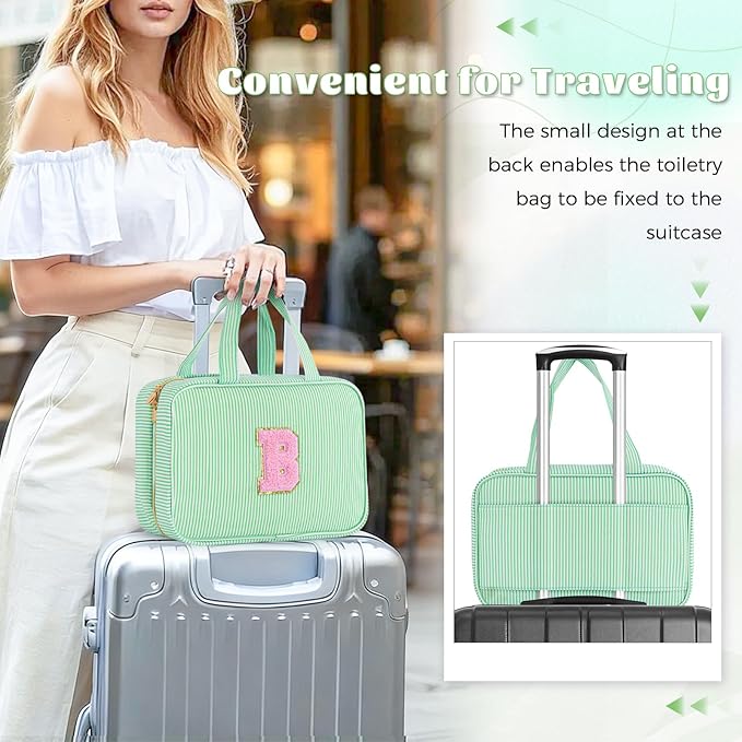 3 Travel Toiletry Makeup Bags for Women - Cute Makeup Bag Organizer Make Up Bag Travel Essentials Personalized Gifts Friend Gifts for Teenager Bridesmaids - Green B