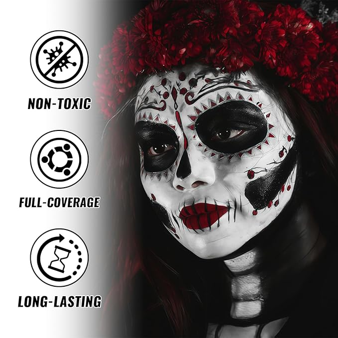 Black Oil Based Face Body Paint Stick, Non-toxic Full-coverage Face Painting for Halloween Skeleton Zombie Joker Vampire Goth Cosplay Makeup, Waterproof Cream Black Body Painting for Adults