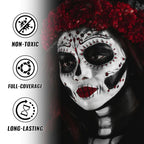 Black Oil Based Face Body Paint Stick, Non-toxic Full-coverage Face Painting for Halloween Skeleton Zombie Joker Vampire Goth Cosplay Makeup, Waterproof Cream Black Body Painting for Adults