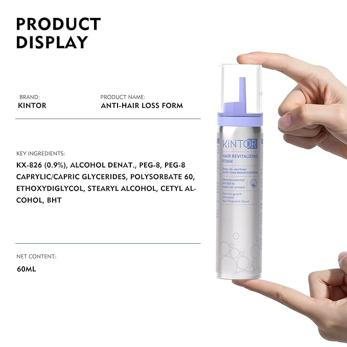KINTOR 0.9% KX-826 DHT Blocker for Men & Women Hair Growth,Hair Growth Products Foam 60ml Pro
