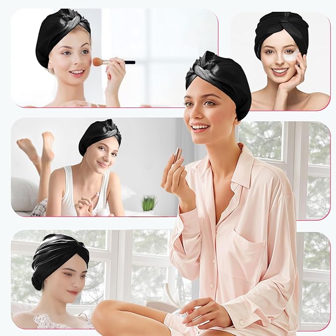 MISF 22 Momme 100% Real Mulberry Silk Bonnet For Sleeping Women, Double Layer Pure Silk Bonnet with Adjustable Elastic Band