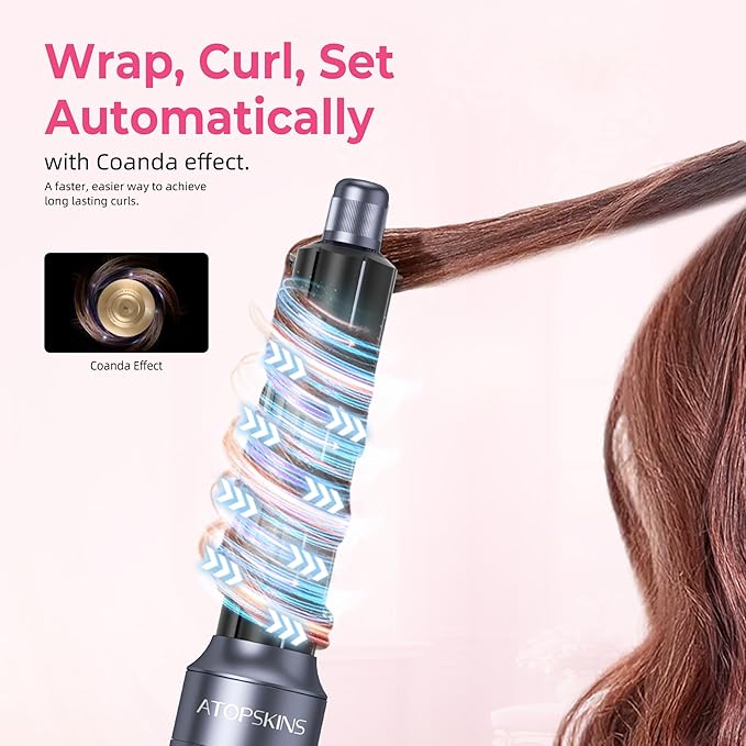 6 in 1 Hair Dryer Brush, Detachable Air Styler, 3 Heat Settings Blow Dryer Brush Frizz-Free Volumizing, Straightening, Curling ALCI Safety Plug for Travel & Home Styling (Blue-Pink)