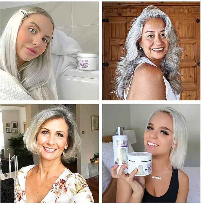 BOLD UNIQ Purple Hair Mask For Blonde, Platinum, Bleached, Silver, Gray, Ash & Brassy Hair & BoldPlex 6 Hair Serum - Remove Yellow Tones and Condition Dry, Damaged Hair, Cruelty Free and Vegan