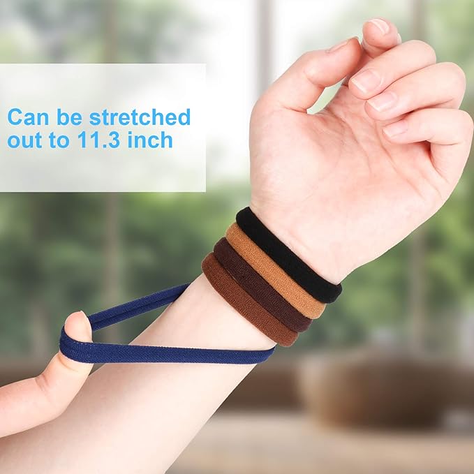 100PCS Large Cotton Seamless Hair Ties Bands, Ponytail Holders, Thick Hair Elastics for Thick Heavy and Curly Hair, 2 Inch in Diameter and 5 Colors by BAOLI