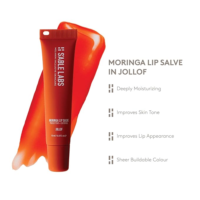 S'ABLE Labs - Moringa Lip Salve | Deeply Moisturize, Soften, Improve Lip Appearance | Prickly Pear + Castor Oil | Melanin-Inclusive Skincare (Jollof; 15 mL | 0.5 fl oz)
