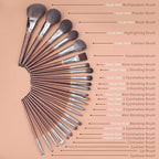 Deluxe Natural Goat Hair Makeup Brush Set with Case, 24 Cosmetic Brushes Makeup Set, Wooden Natural Makeup Brushes, Natural Bristle Makeup Brush, Natural Hair Makeup Brushes Set Professional.