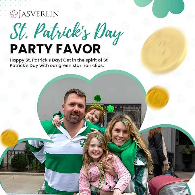 Green Star Hair Clips Accessories 36pcs, Y2K Cute Barrettes for Women Girls, Non-Slip Glitter Snap Hairclips Kawaii Assorted Styling