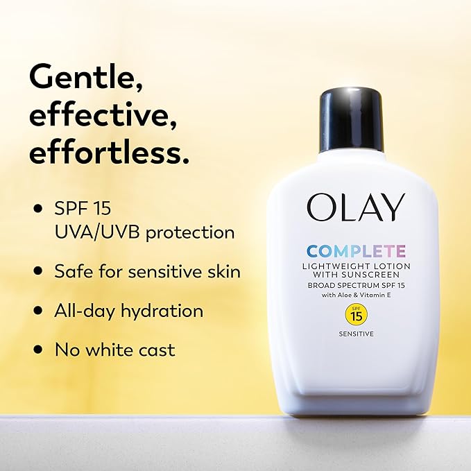 Olay Face Moisturizer, Complete All Day Moisturizer With Sunscreen Broad Spectrum SPF 15 - Sensitive, 4 fl. Oz, 1 unit