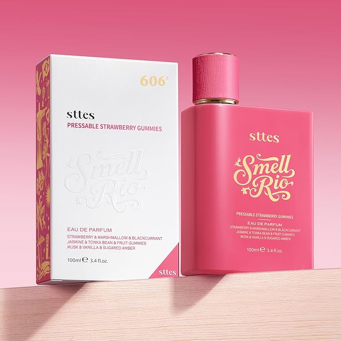 Sttes Perfume 606# (2 Packs) – Pressable Strawberry Gummies –Long-Lasting Strawberry, Candy, Vanilla & Marshmallow Gourmand Eau de Parfum 2×100ml (3.4 fl oz) – Sweet Playful Perfume Gift Set for Women
