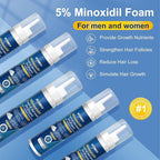 5% minoxidil foam for men-5pack， Infused with Biotin, Hair Growth Treatment, Supports Thicker and Fuller Hair & Beard (10.5oz, 5 Month Supply)