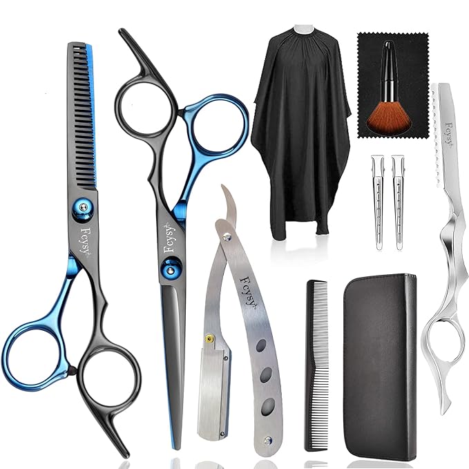Hair Cutting Scissors Hair Shears Set, Fcysy Professional Barber Shears Thinning Scissors Kit for Haircutting, Hairdressing Shears Salon Accessories for Women Men