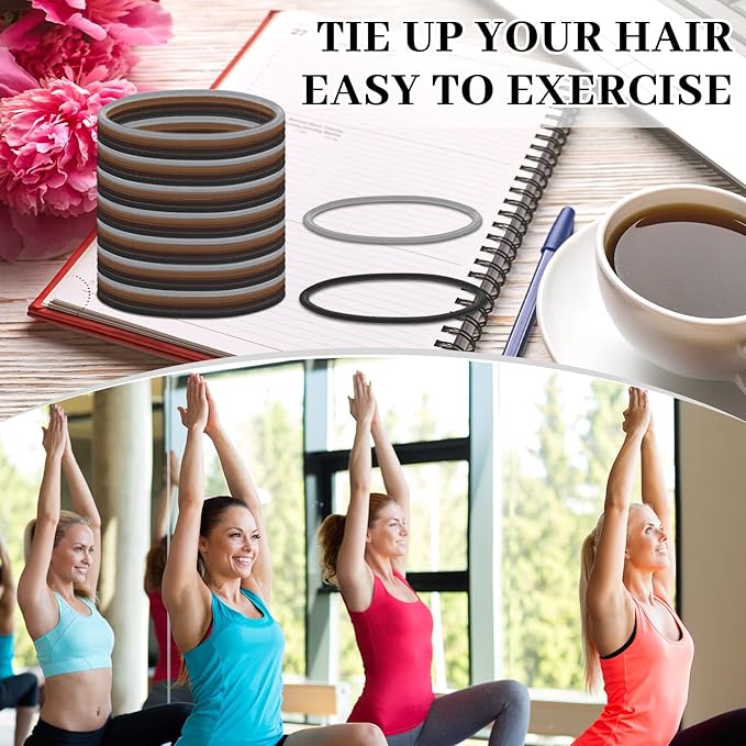 Dingion 80 Count Extra Long Hair Tie for Thick and Curly Hair Elastic Ponytail Holders for Women No Metal Bands Accessories(Multi Color)