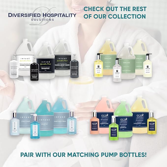 1-Shoppe Terra Pure Eco Botanics Natural Hand & Body Wash with Raw Honey & White Tea | Gallon Jug Bulk Toiletries for Airbnb, Vacation Rentals, and Home Bathroom| Refill For Soap Dispensers | Set Of 4