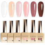 CANNI 9ml Hema-Free Jelly Gel Nail Polish Set- 6Pcs Jelly Nude Pink Neutral Transparent Milky White Colors Kit,Soak Off LED Manicure Kit DIY at Home Salon Gifts for Women Girls
