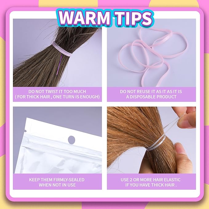 Teenitor Hair Bands, Rubber Elastics, 300pcs, Pink