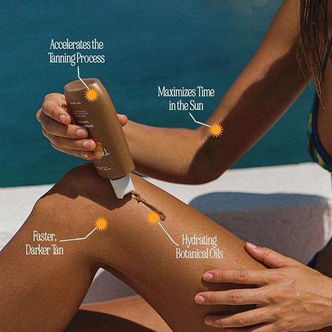 Tanning Club - Browning Lotion - Sun Tanning Accelerator with Kukui Nut, Argan, and Coconut Oils - Botanical Formula for Dark Tan - 150 mL