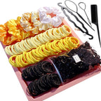 YANRONG Women's Hair Accessories Set: 755 Seamless Ponytail Holders, Variety Hair Scrunchies, Bands, and Ties for Thick and Curly Hair (Yellow)