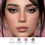 All in One Baked Makeup Palette wiht Bronzer, Highlighter, Blush and Eyeshadow, Highly Pigmented, Long Lasting Travel Compact, Baking Makeup Palette Gift for Women