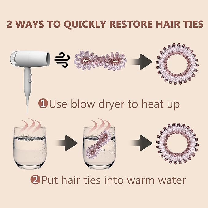 18 Pcs Women Ponytail Braid Hair Elastic No Crease Spiral Hair Ties, Girls Multi-color Waterproof Coil Hair Accessories (Small Hair Ties)