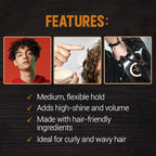 Woody's Styling Cream for Men, Controls Curly/Wavy Hair, Water-Soluble Mild Hold, Healthy Shine, 3.4 oz