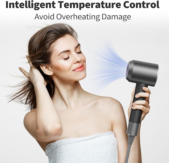 Hair Dryer-110000 RPM High-Speed Ionic Blow Dryer, Brushless Motor, 8 Wind Modes, Magnetic Nozzles & Diffuser, Intelligent Temperature Control, Reduces Frizz & Enhances Shine, Quiet & Fast Drying
