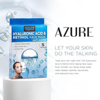 Azure Cosmetics 24K Gold, Caviar, Vitamin C, Hyaluronic Acid, Retinol & Collagen Anti-Aging Face Mask - Ultimate Variety Pack of 20 - Dermatologist Tested - Hydrating & Firming - Korean Skin Care
