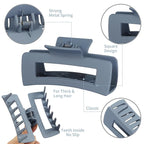 Large Square Jumbo Hair Clips - 4.1 Inch Big Jaw Clips for Thick Hair, 12 Pcs Bulk Accessories for Women and Girls - Neutral