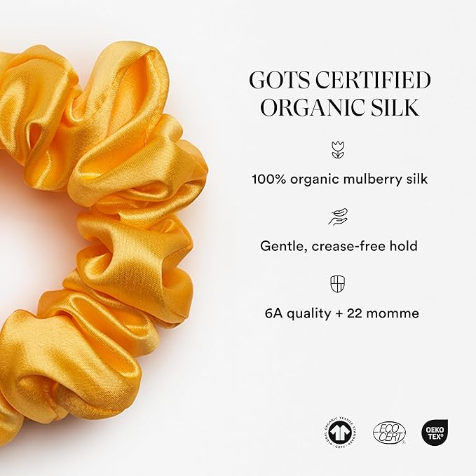 Clementine Sleepwear Organic Silk Scrunchie Set Flower Shop | 4 Skinny and 4 Midi Scrunchies Made with GOTS Certified Silk for Gentle, Frizz-Free Styling