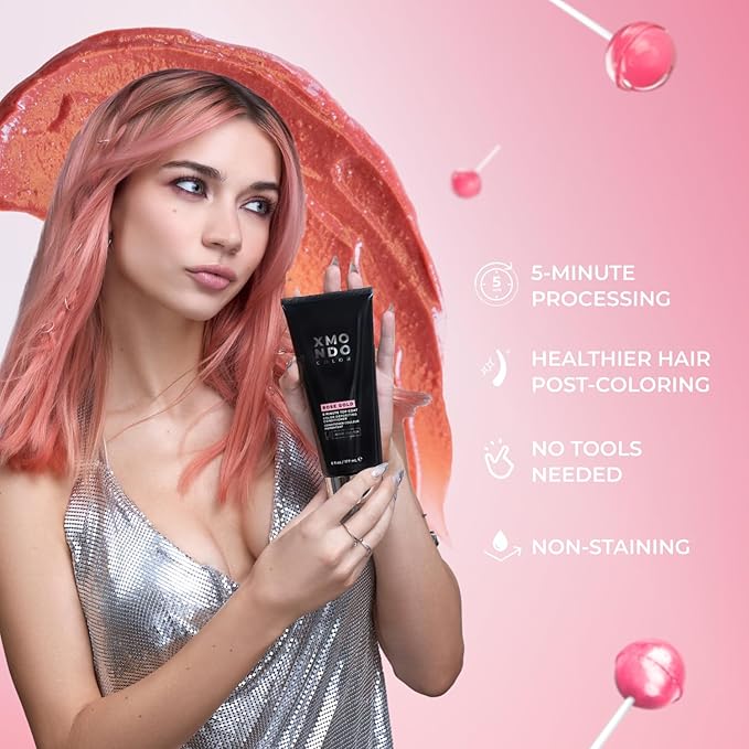 XMONDO Hair 5-Minute Top Coat – Rose Gold Color-Depositing Conditioner with Bond Booster, Hyaluronic Acid & Plant Protein, Pastel Hair Color, 6 fl oz