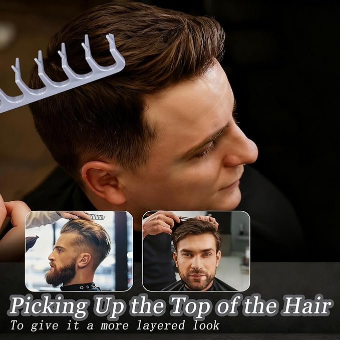 Texture Comb, Volumizing Wide-Tooth Hair Styling Comb,Fluffy Wide Tooth Curly Hair Comb, Men's Textured StylingComb for Volume,Fringe Parting Styling Accessory,for Men & Women (Grey)