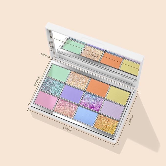 Highly Pigmented Chameleon Eyeshadow Palette, 12 Colors Sparkle Creamy Duo Chrome Multidimensional Eye Shadow Pallet, Long-Wearing Formula,easily blendable,Vegan & Cruelty Free (#03)