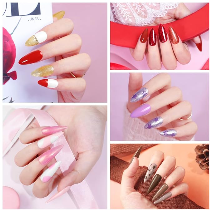 COSCELIA 73pc Gel Nail Polish Kit with U V light, 60 Bottles Gel Nail Polish and Soak off Top Base Coat Fall Colors Enchantment Collection Glitter Nail Rhinestones Gel Manicure Starter Kit DIY Gifts