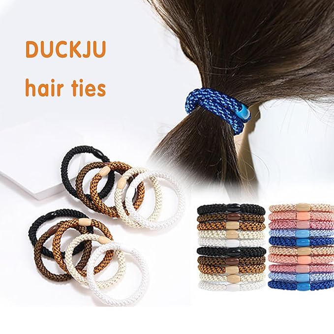 10-Piece Hair Ties: Soft Knitted Hair Tie for Thick/Coarse/Curly Hair. Gentle Hair Ties No Damage—Secure & Protect Strands (Classic)