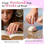 16 Sizes Press on Nails Kit for Kids - 32 Pieces French Almond Fake Nail Tips for Girls 8-12 Years Old with Jelly Nail Adhesives & No-Lamp Nail Glue, Birthday Christmas Gifts (Pink Ice Cream)